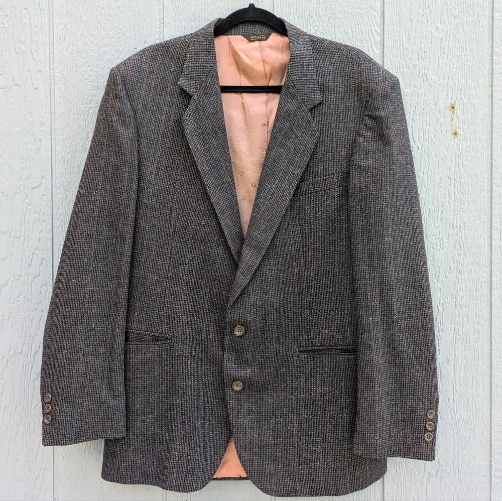 Vintage Cellini Collection Tweed Houndstooth Blazer Size 45